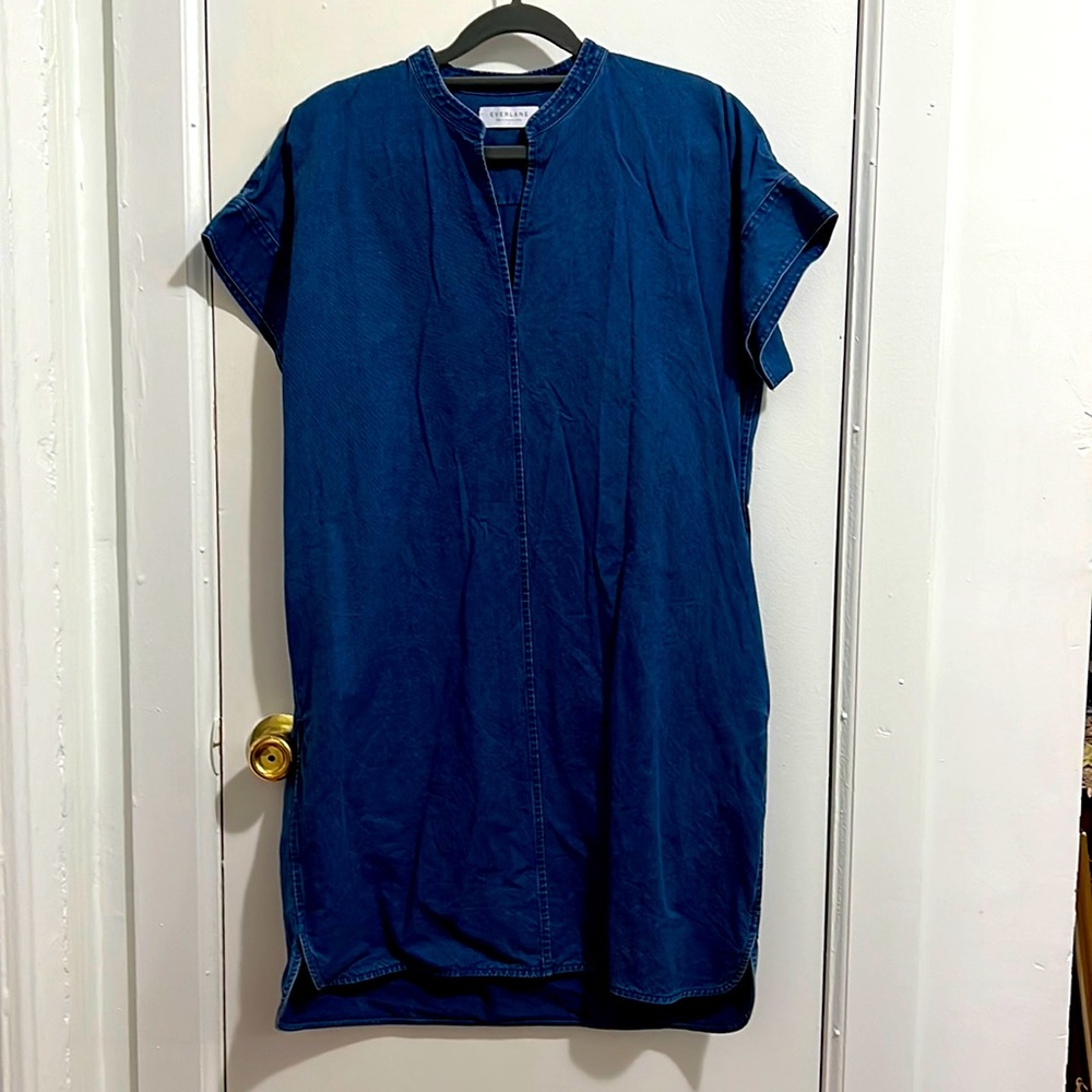 Everlane Splitneck Jean denim Dress 6